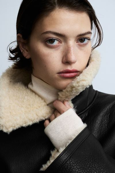 Teddy-lined leather jacket | H&M (UK, MY, IN, SG, PH, TW, HK)