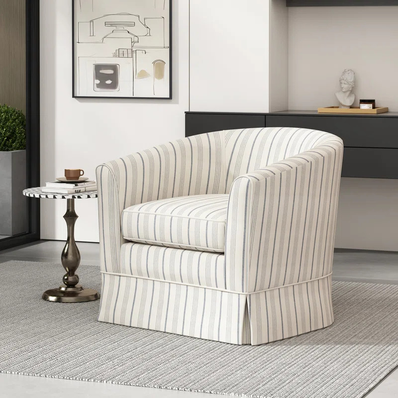 Aajaylah Slipcovered Swivel Barrel Chair | Wayfair North America