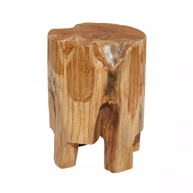 Contemporary Live Edge Teak Wood Stool Brown - Olivia & May | Target
