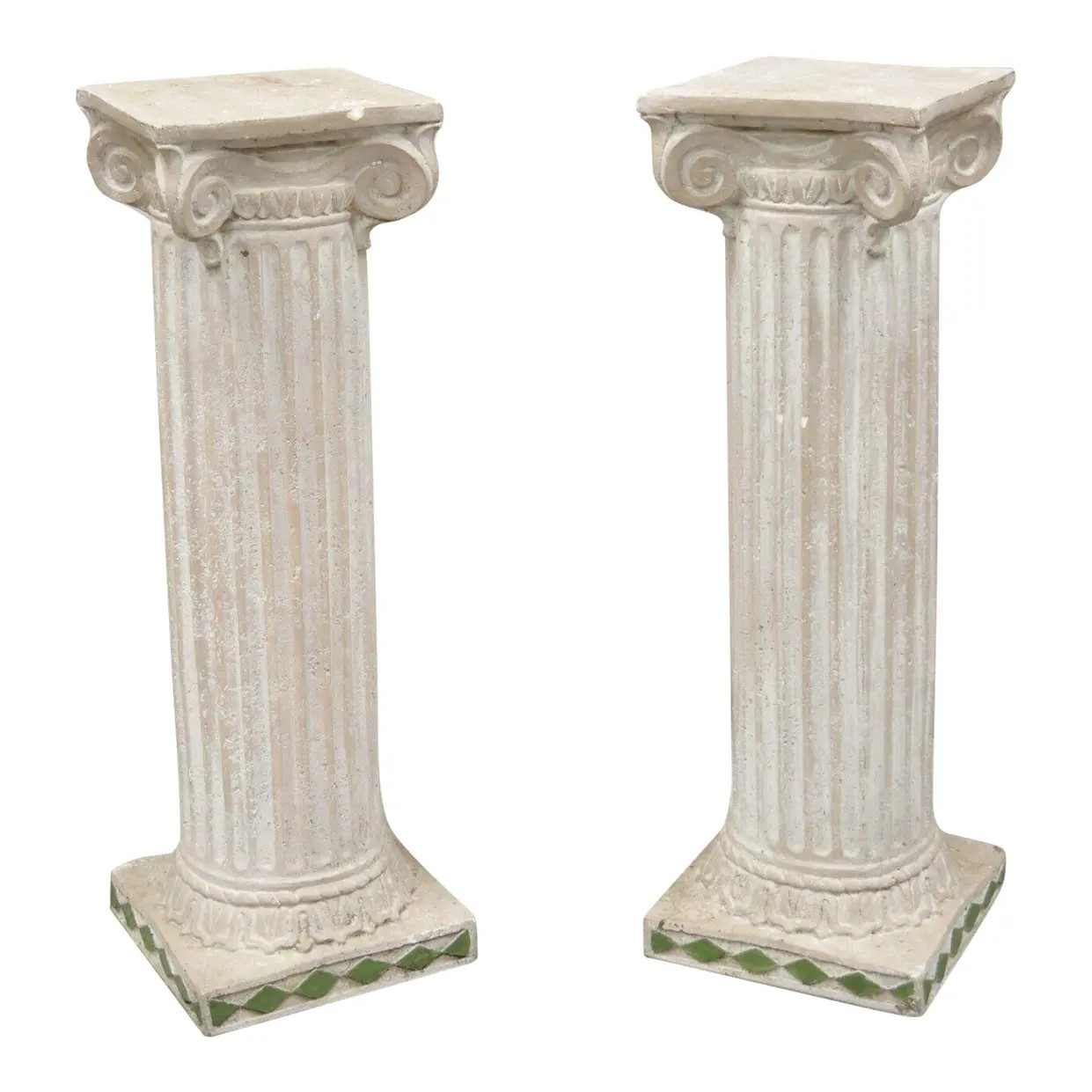 Vintage Classical Corinthian Column 32" Cast Plaster Pedestal Stands - a Pair | Chairish
