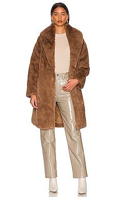 Adrienne Landau Belted Faux Fur Coat in Camel from Revolve.com | Revolve Clothing (Global)
