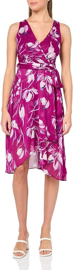 DKNY Women's Sleeveless Faux Wrap Midi Dress | Amazon (US)