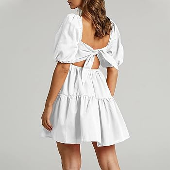 Shy Velvet Women's Casual Party Mini Dress Square Neck Color Block Summer Babydoll Dress | Amazon (US)