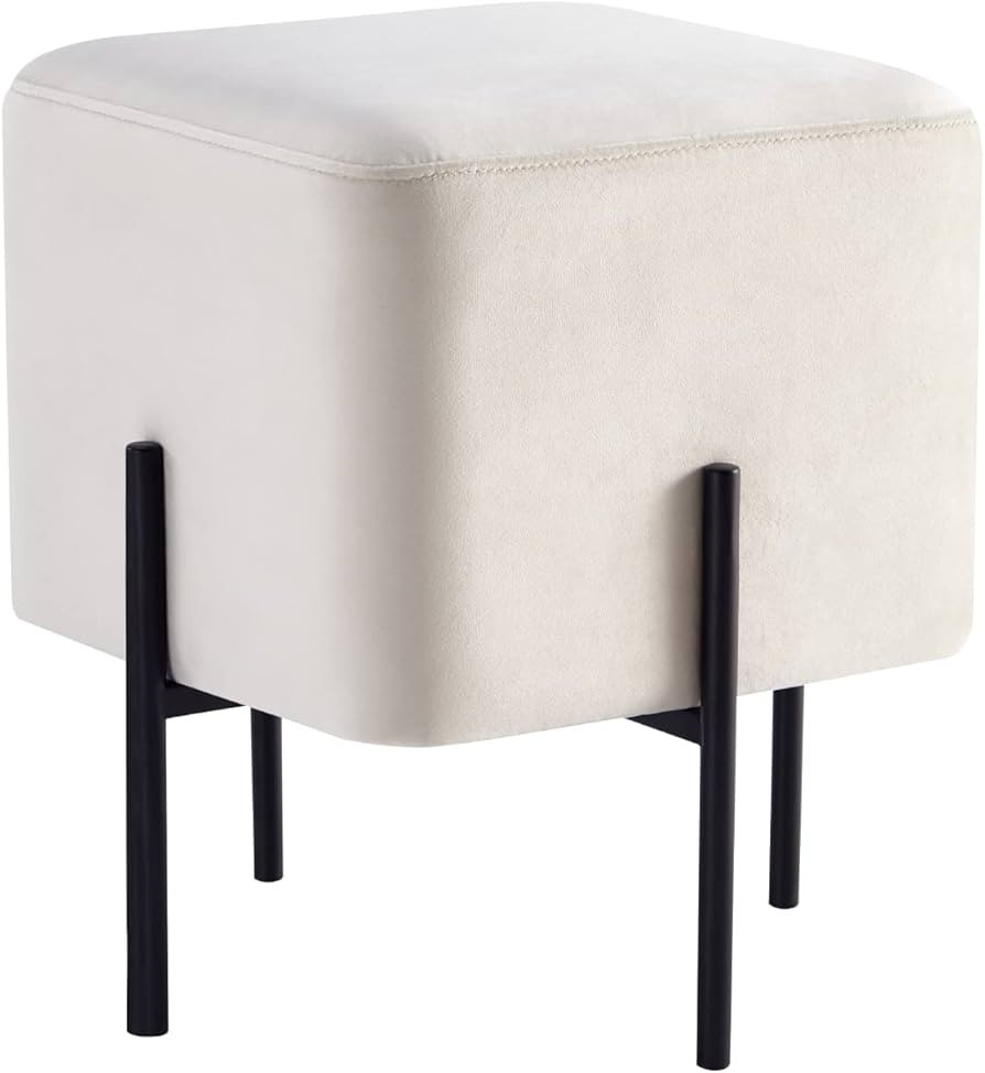 Modern Vanity Stool Chair Velvet Ottoman Foot Rest Stool, Square Vanity Stools for Makeup Room, F... | Amazon (US)