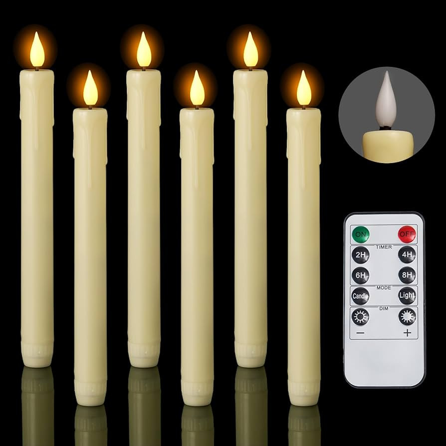 AMAGIC 6 Pack Flameless Taper Candles with Remote, Timer, Battery Operated CandleSticks with Flic... | Amazon (CA)