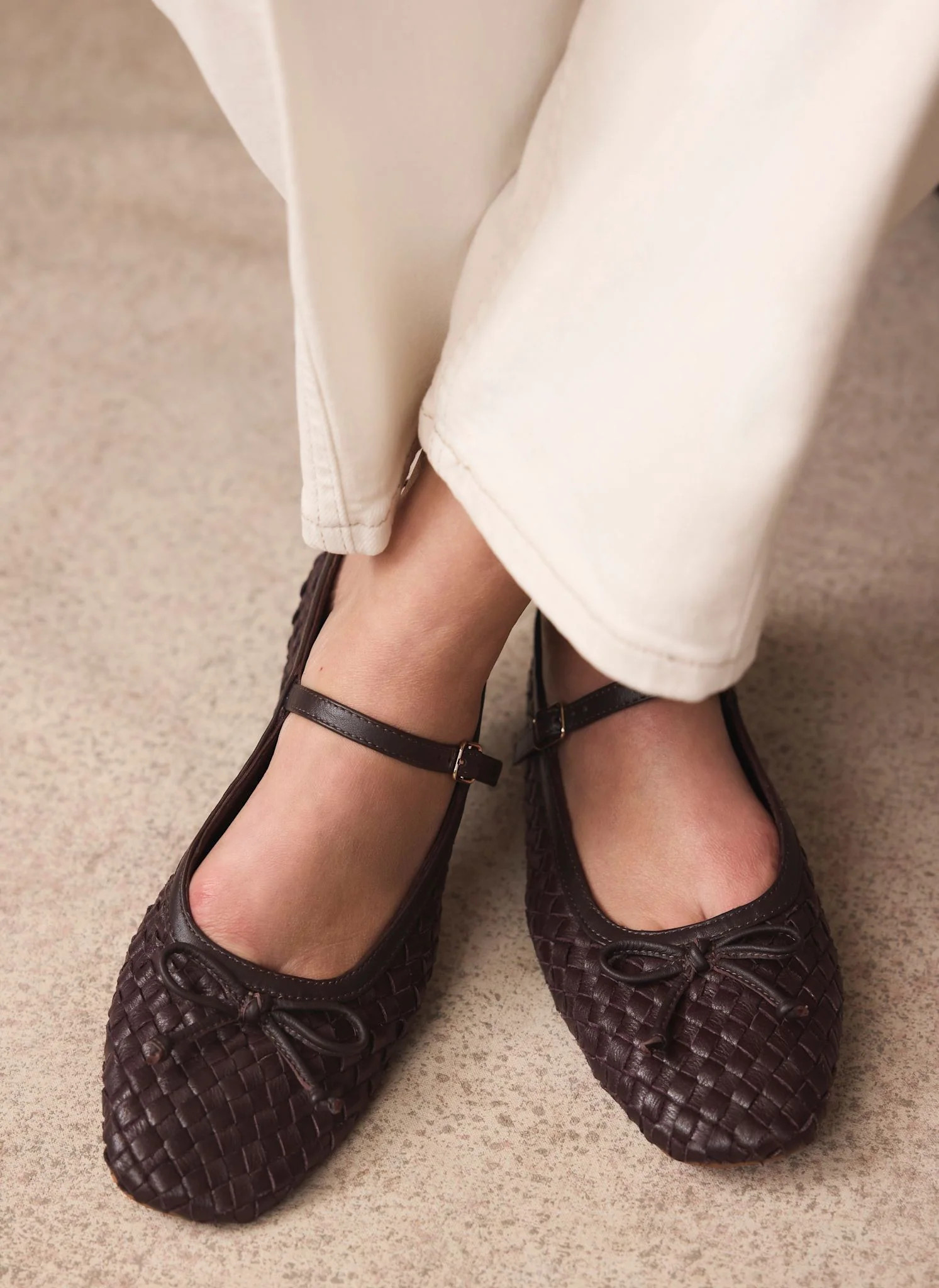 Charley Burgundy Leather Woven Pumps | Mint Velvet