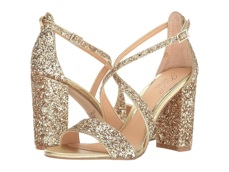 Jewel Badgley Mischka Cook (Gold Glitter) High Heels | Zappos