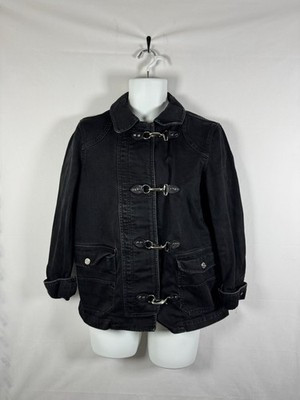 VTG Lauren Jeans Co. Jacket Black Denim Firemans Clasp Lobster Zip Women’s Sz M | eBay US