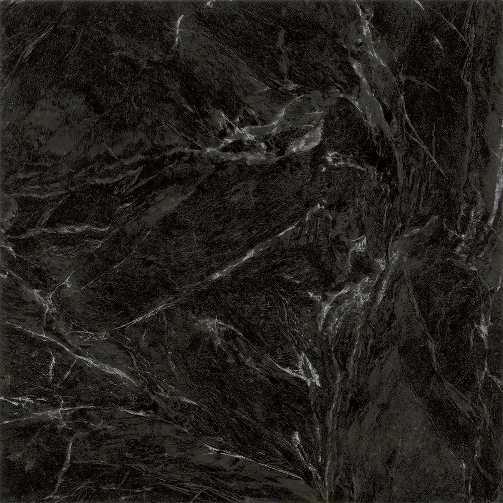 TrafficMaster Black Marble 12 in. x 12 in. Peel and Stick Vinyl Tile (30 sq. ft. / case)-26321061... | The Home Depot