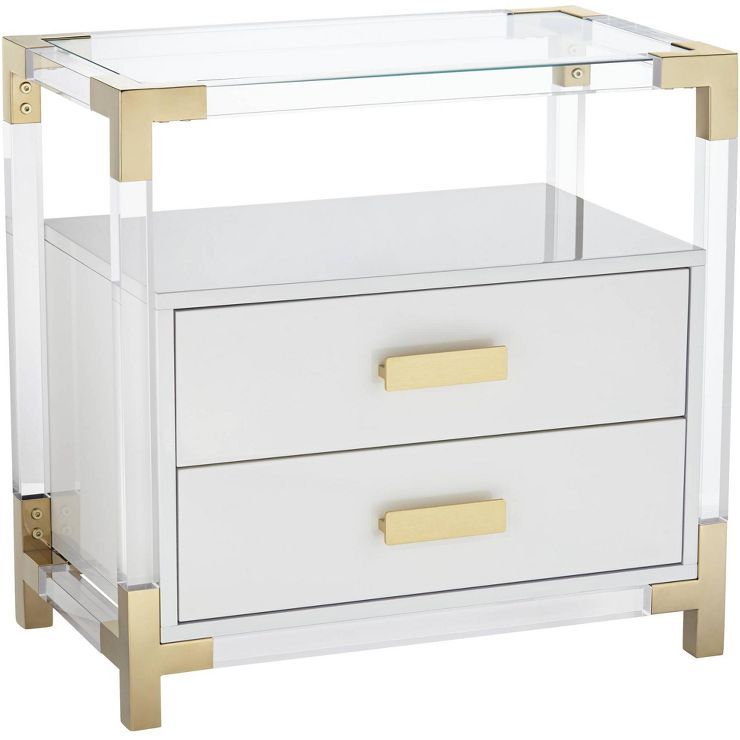 Abby 23 1/2" Wide White and Gold Acrylic Accent Table | Target