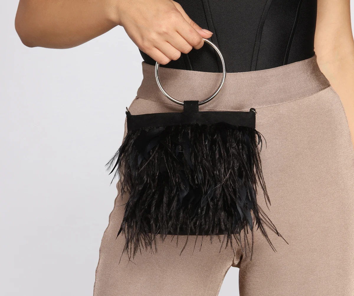 Feather Detail O-Ring Handle Bag | Windsor Stores