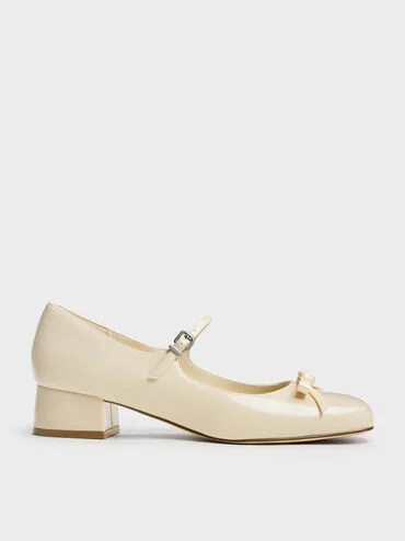Kelis Rose-Bow Mary Jane Pumps
    
         - Beige | Charles & Keith EU