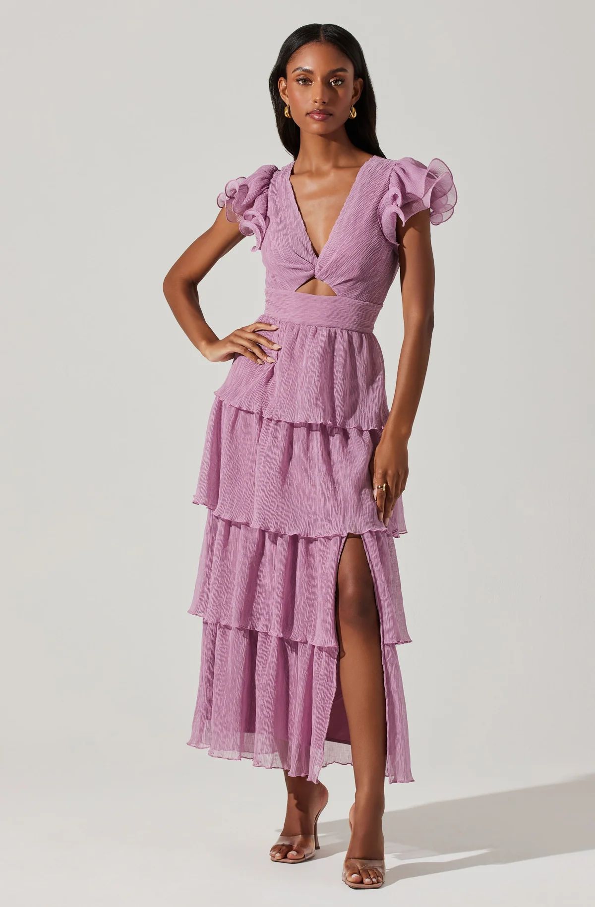 Emporia Tiered Tulle Midi Dress | ASTR The Label (US)