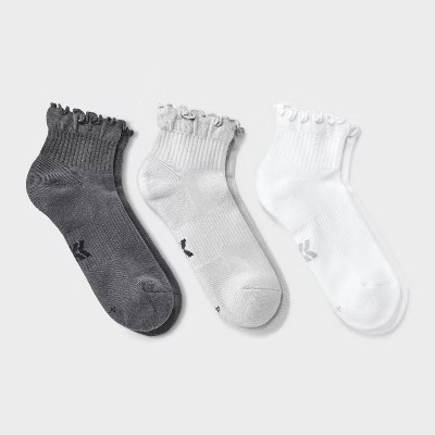 Women's Cushioned Ruffle 3pk Athletic Ankle Socks - All In Motion™ 4-10 | Target