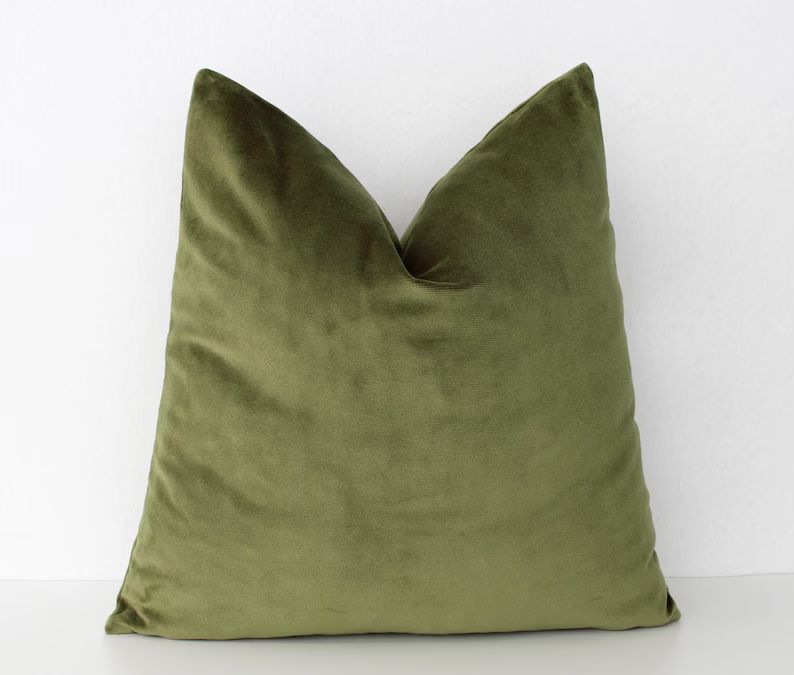 Moss Green Pillow Cover Olive Green Velvet Throw Pillow | Etsy | Etsy (US)