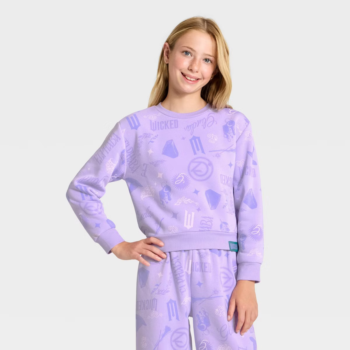 Girls' Wicked Icons Printed Fleece Sweatshirt - Purple | Target