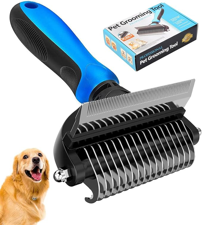 [ 2 in 1 design ] Undercoat Rake and Deshedding Tool for Dogs and Cats - Dematting Comb for Long ... | Amazon (US)