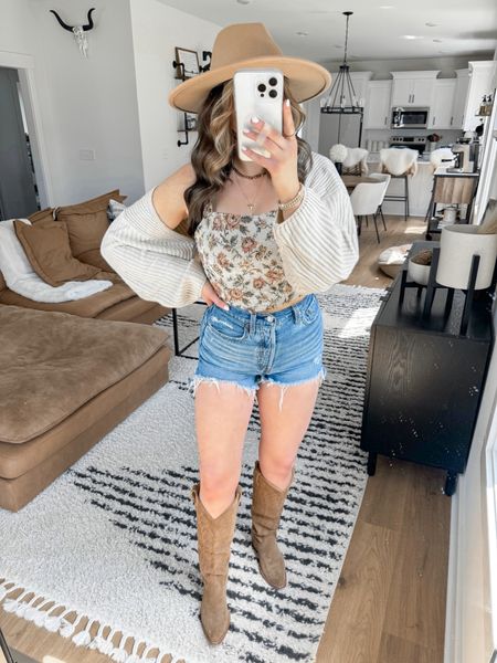 Top — medium but should’ve gotten my normal small
Sweater Shrug — small
Shorts — 27

western outfit | country concert outfit | western style | nashville outfit | neutral western outfit | spring outfit ideas | western boots outfit 


#LTKFindsUnder100 #LTKStyleTip #LTKFindsUnder50