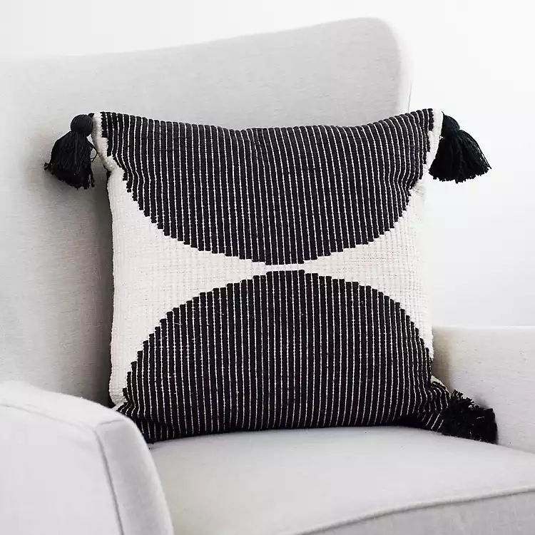 Black and Ivory Half Moon Pillow | Kirkland's Home