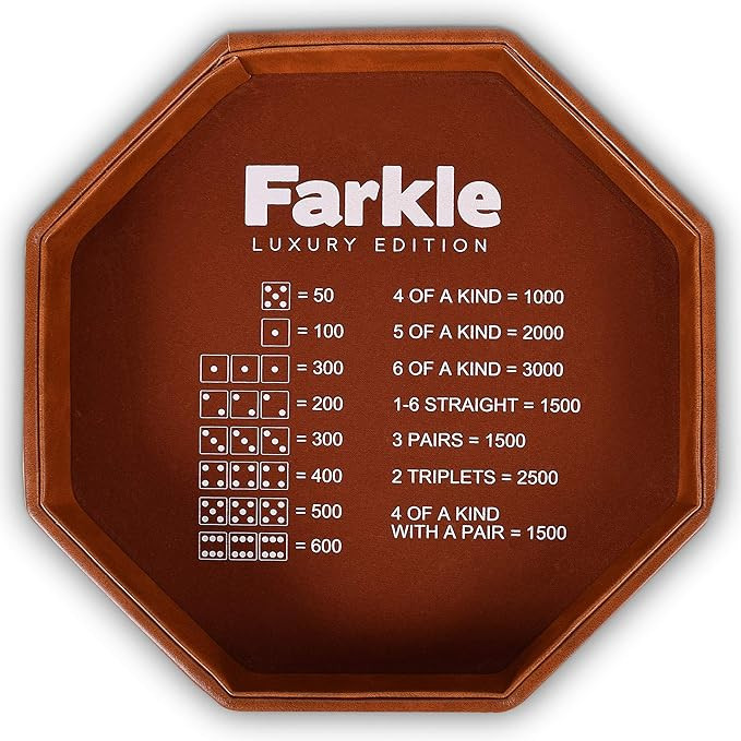 Farkle Luxury Edition Brown PU Leather Dice Tray | Amazon (US)