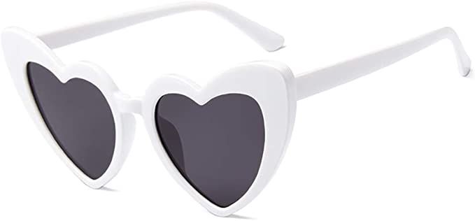 JUSLINK Heart Shaped Sunglasses for Women,Vintage Cat Eye Mod Style Retro Kurt Cobain Glasses | Amazon (US)