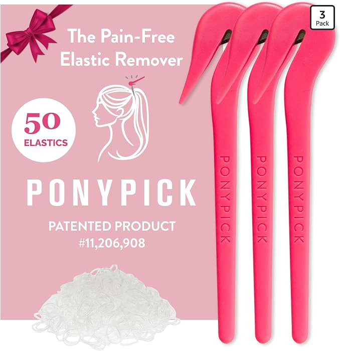 PONY PICK Elastic Hair Tie Cutter (3 Picks & 50 Clear Elastics) | Amazon (US)