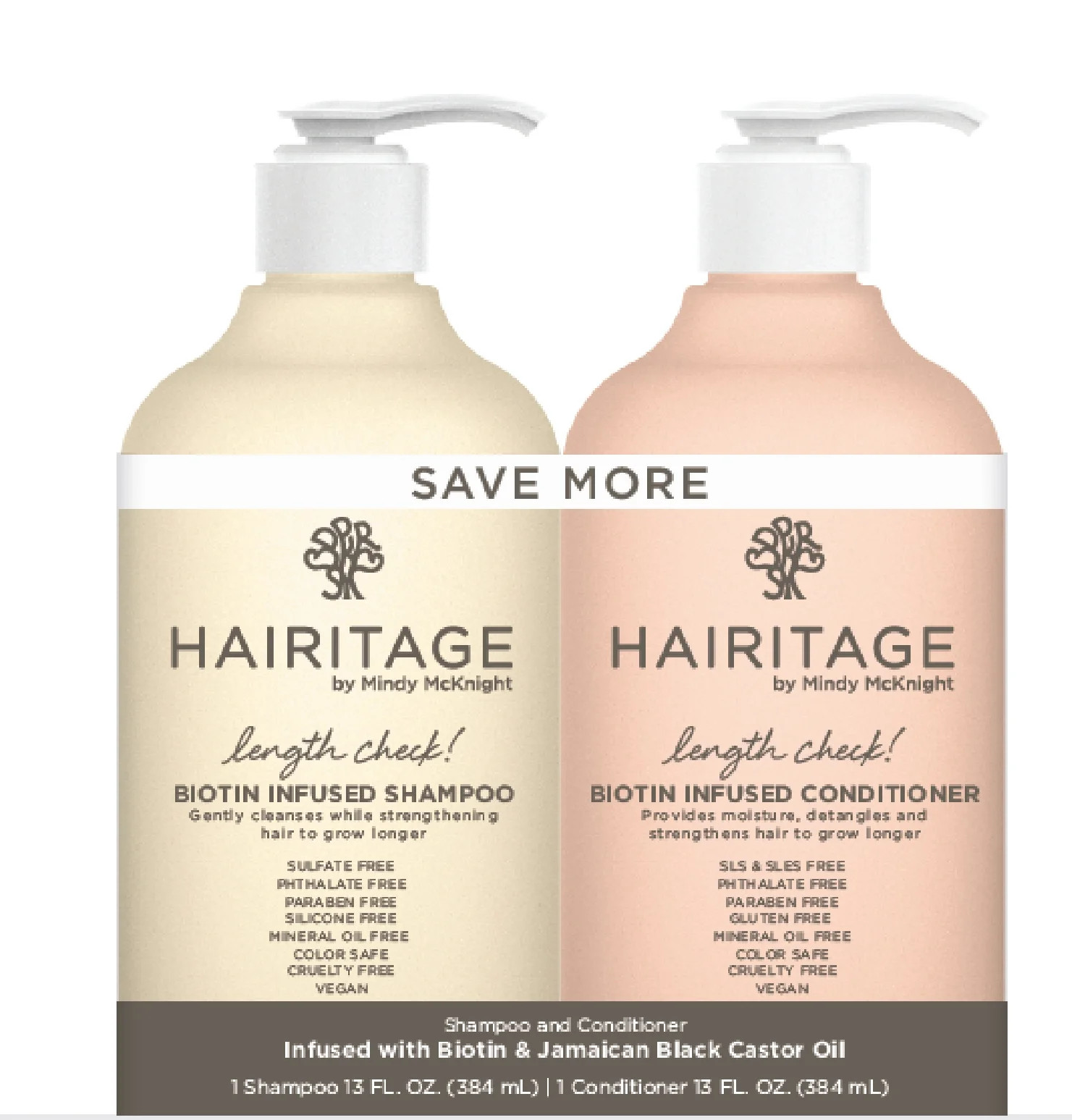 Hairitage Length Check Biotin & Castor Oil Shampoo and Conditioner 2-Pack for Hair Growth and Vol... | Walmart (US)