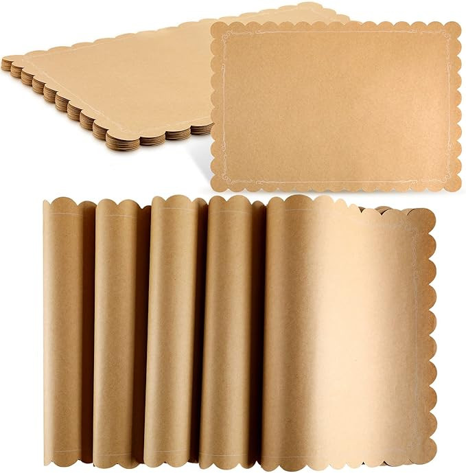 100 Pcs Disposable Brown Kraft Paper Place Mats Paper Placemat Disposable Rectangle Rustic Craft ... | Amazon (US)