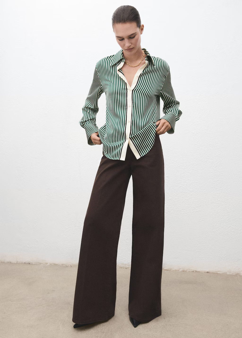 Combined striped shirt green - Woman - 4 - MANGO | Mango (US/MX/AU)