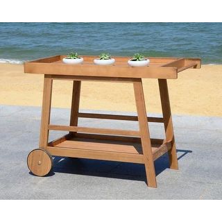 SAFAVIEH Outdoor Living Remzo Bar Cart - 48" W x 20" L x 31.9" H - Black | Bed Bath & Beyond