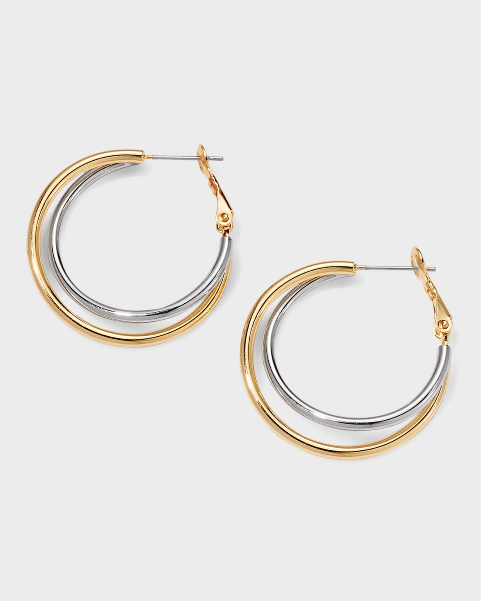 Gold and Silver Twist Hoop Earrings | Neiman Marcus