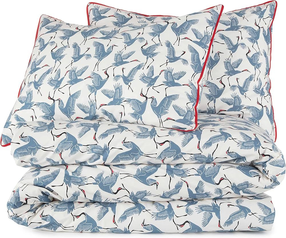 Family of Cranes 144 Thread Count 100% Cotton Percale Fun, Soft, Cozy, Easy Care, Vibrant Animal ... | Amazon (US)