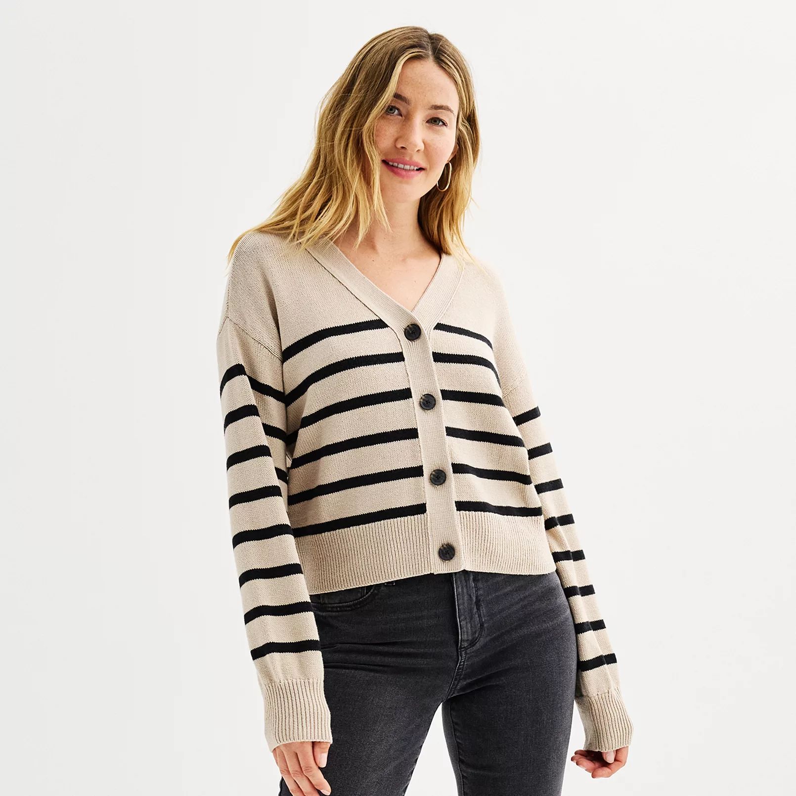 Women's Sonoma Goods For Life® Balloon Sleeve Button-Front Cardigan | Kohl's