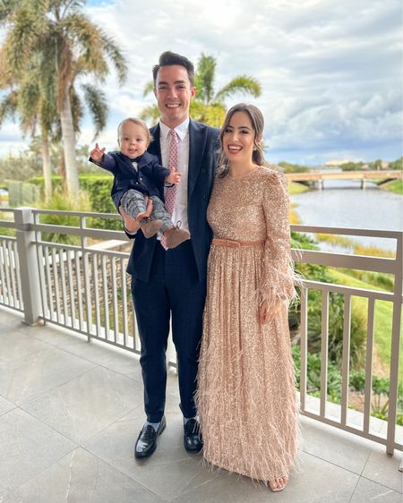 Our wedding outfit! Love my sequin maxi dress with feathers and Matteo’s baby blazer, baby plaid pants and brown boots



#LTKfamily #LTKbaby #LTKwedding