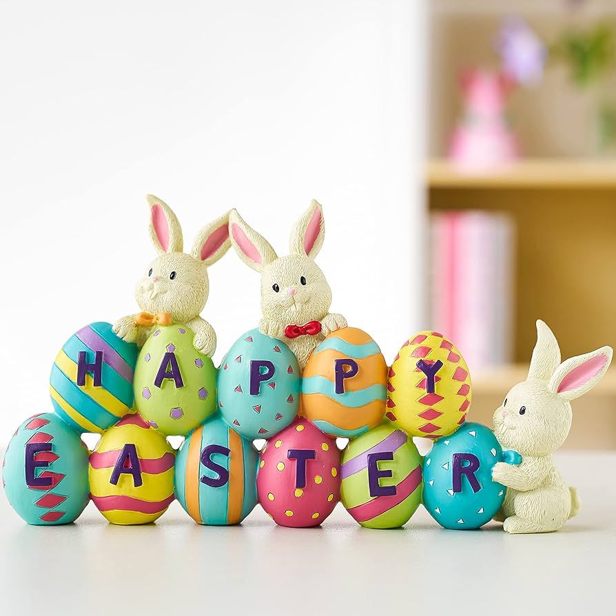 JOYIN Easter Bunny Carrots Resin Centerpiece Decor with The Word Spring Decoration Tabletop & Egg... | Amazon (US)