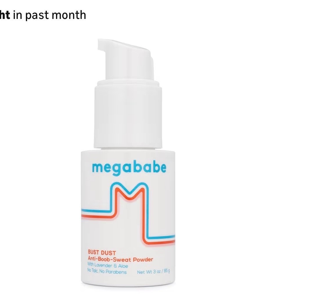 Megababe Sweat Absorbing Body Powder - Bust Dust, with Applicator Pump, Summer and Hot Weather Must-Have, Talc-Free, All Natural, 3 oz