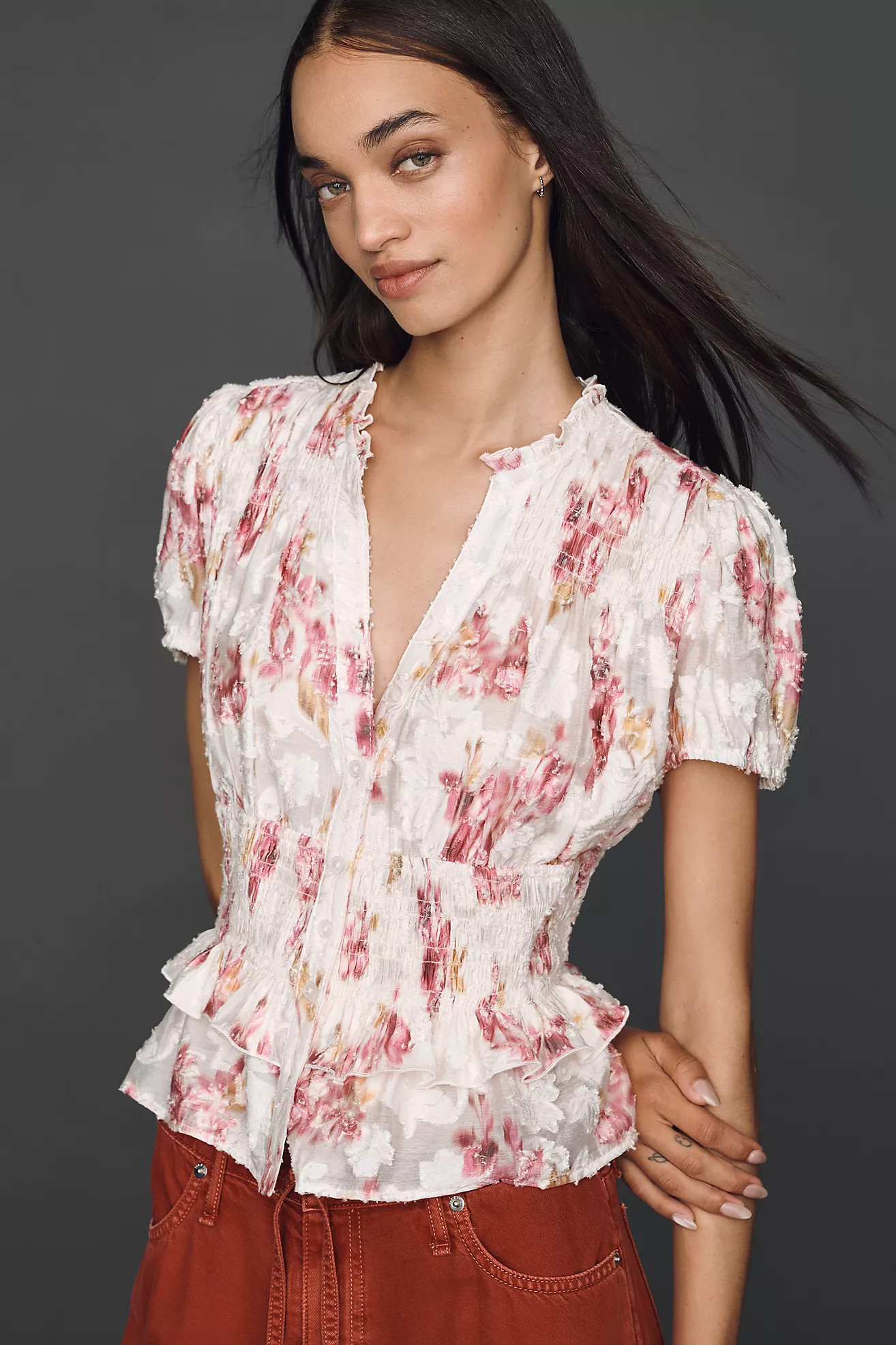 By Anthropologie Smocked Ruffle Blouse | Anthropologie (US)