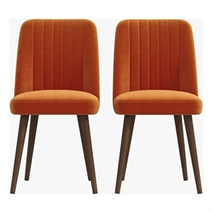 Aurelia Mid-Century Modern Velvet Dining Chair in Orange (Set of 2) | Cymax