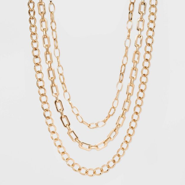 Three Piece Metal Chain Link Necklace - A New Day™ Gold | Target