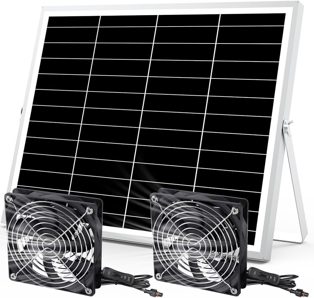 5 Inch Solar Powered Fan, Solar Exhaust Intake Fan Kit, IPX7 Waterproof Dual Fans with 13Ft On/Of... | Amazon (US)