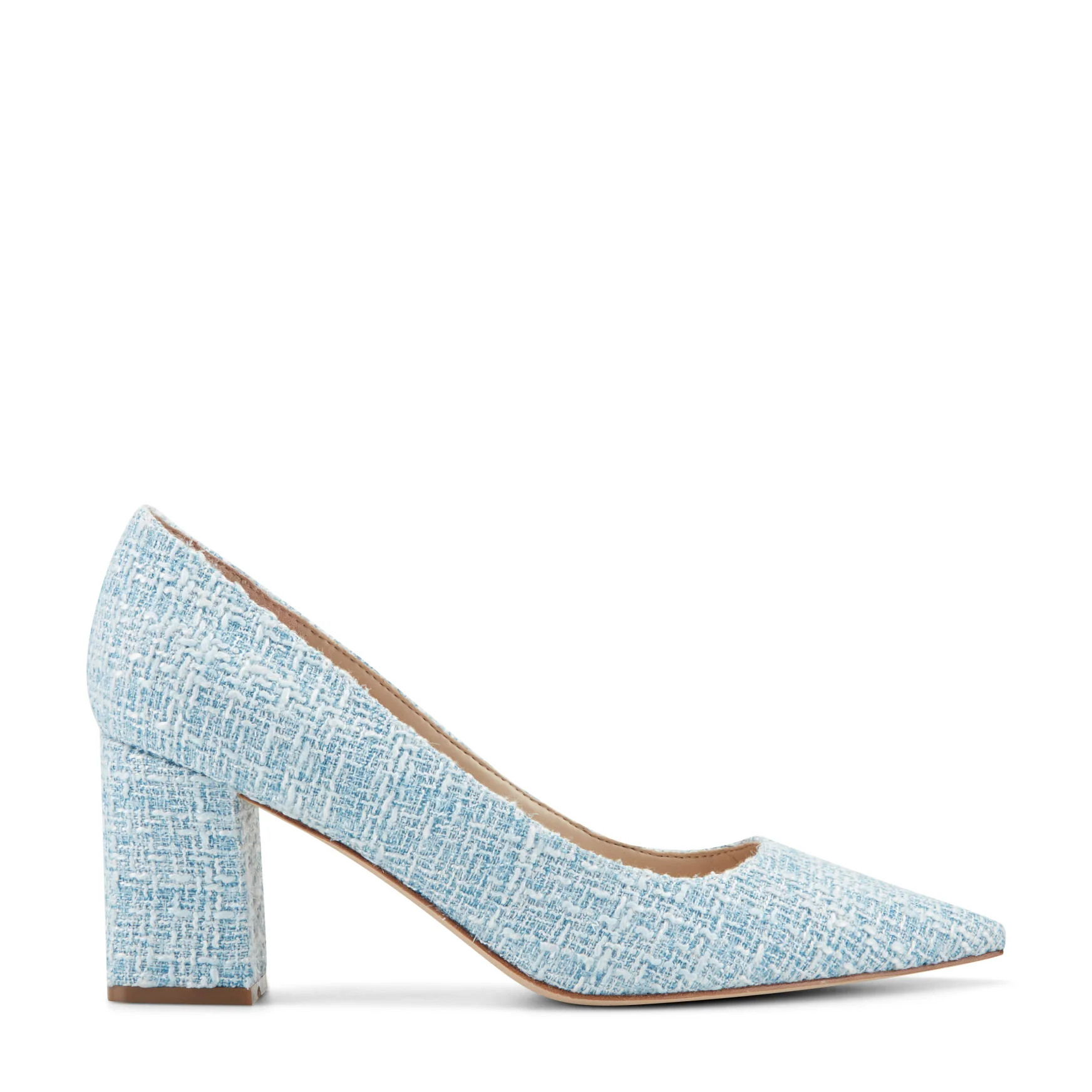 Women's Zala Block Heel Pointy Toe Pump - Blue Boucle | Marc Fisher Footwear | Marc Fisher