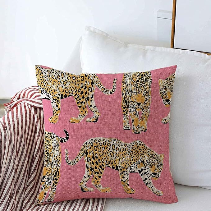 Decorative Throw Pillow Cushion Covers for Couch Pattern Different Cheetah Wild Striped Leopards ... | Amazon (US)