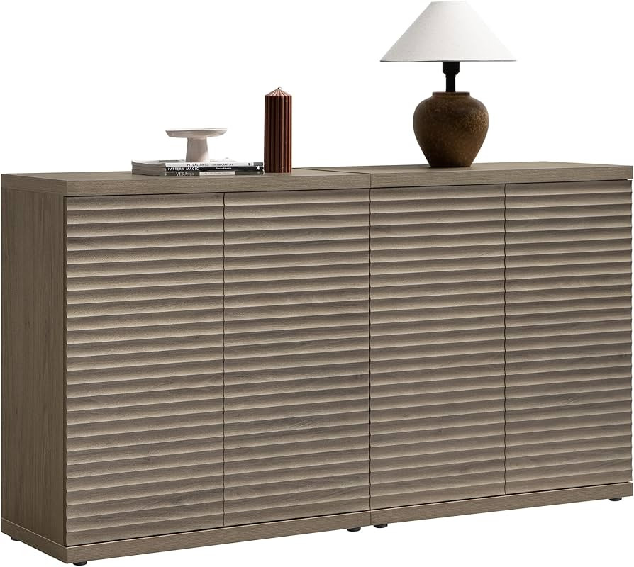 SICOTAS Buffet Cabinet with Storage Accent Sideboard Modern Credenza with Doors & Shelves Fluted ... | Amazon (US)