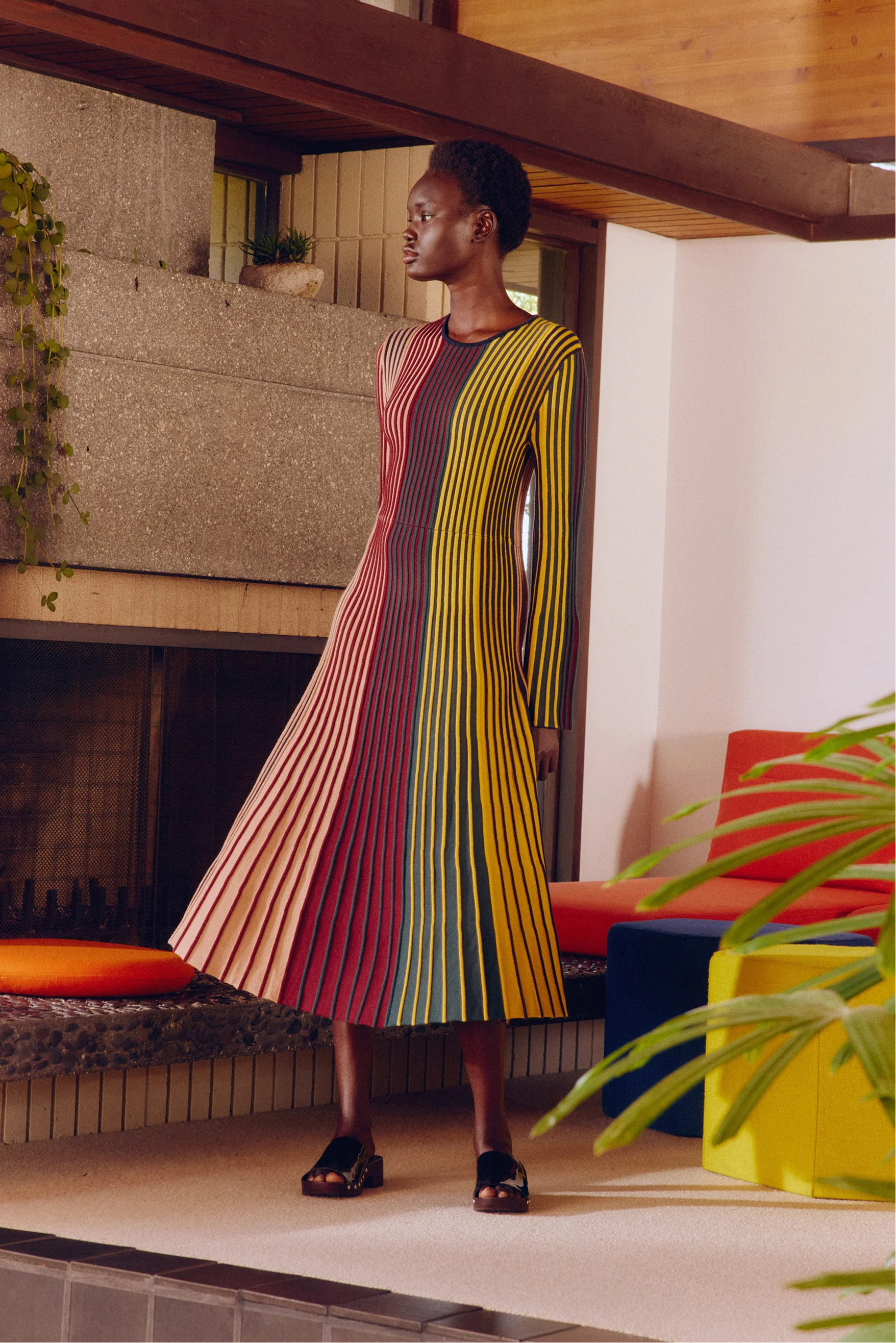 Celia
           Knit Dress In Multi Color Rib | Simon Miller