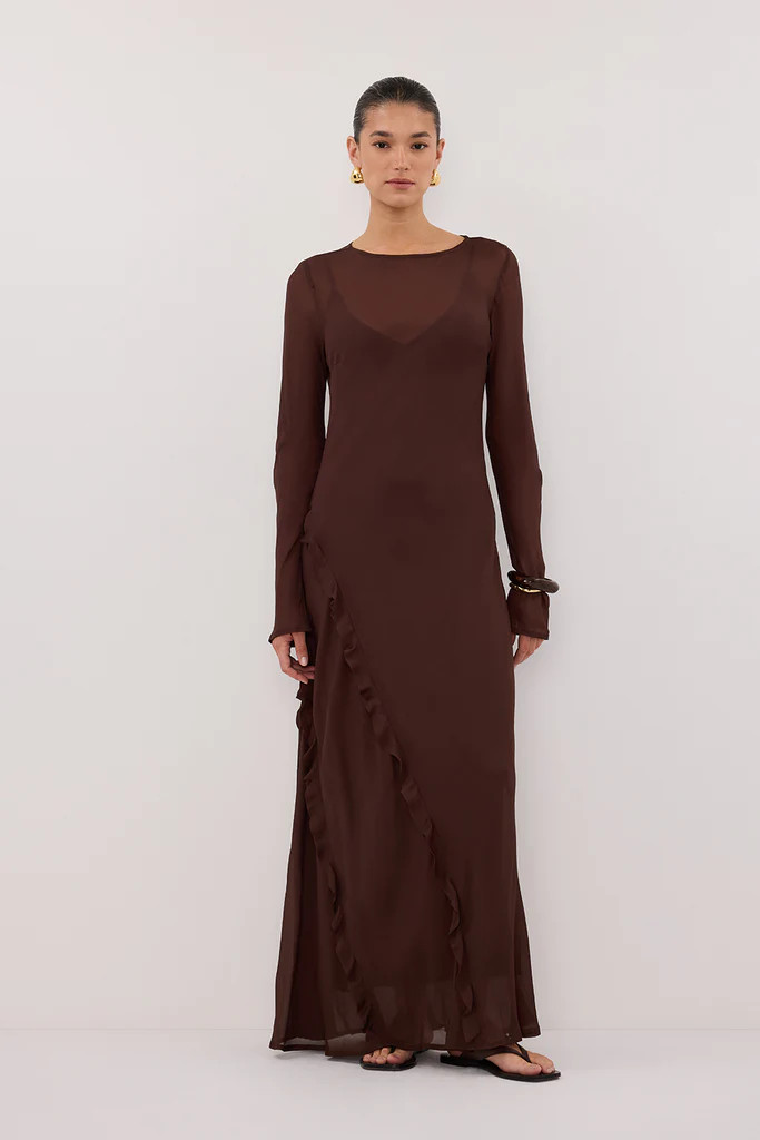 MARISSA CHOC LONG SLEEVE MAXI DRESS | DISSH