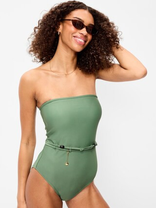 Strapless Belted One-Piece Swimsuit | Old Navy (US)