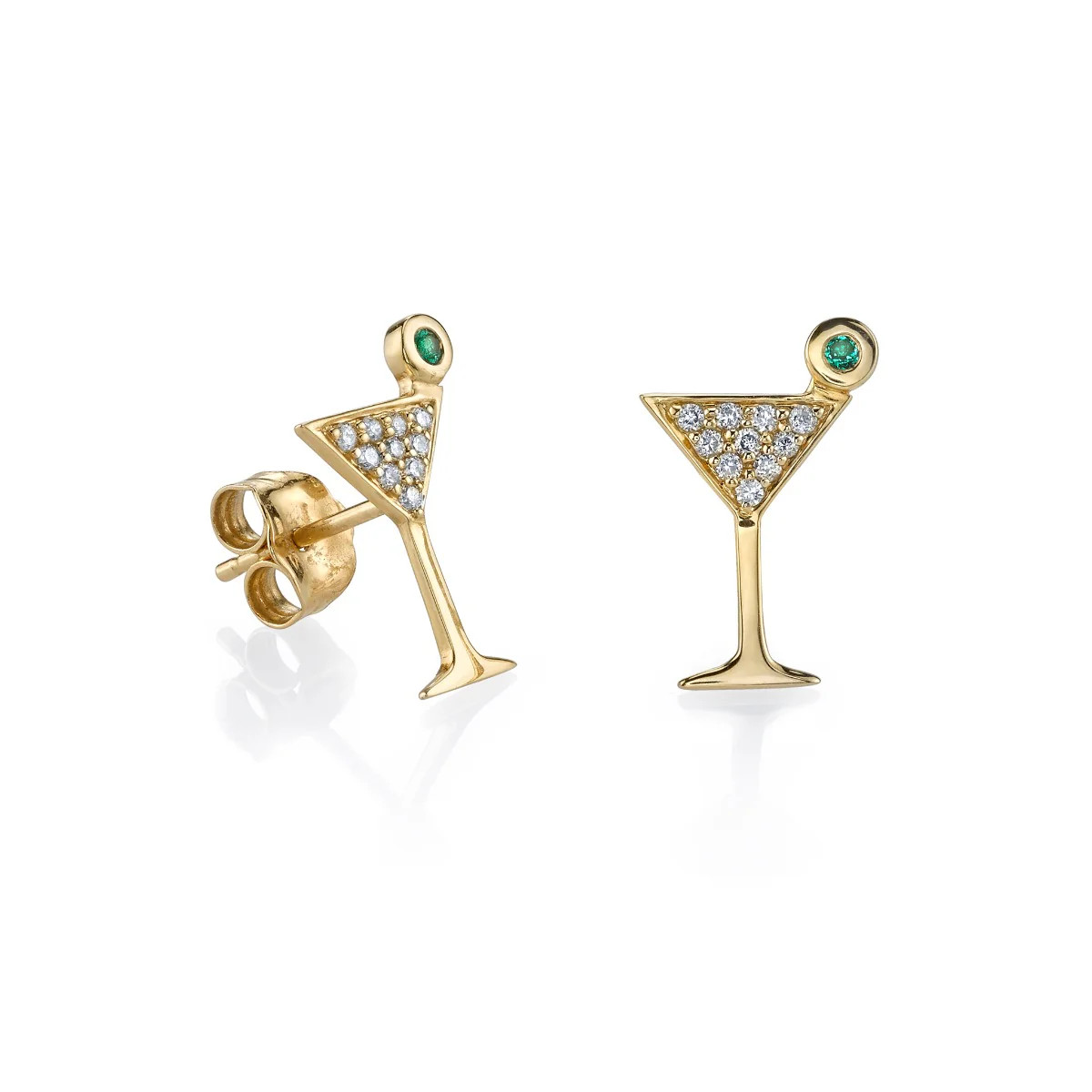 Gold & Diamond Small Martini Glass Stud | Sydney Evan
