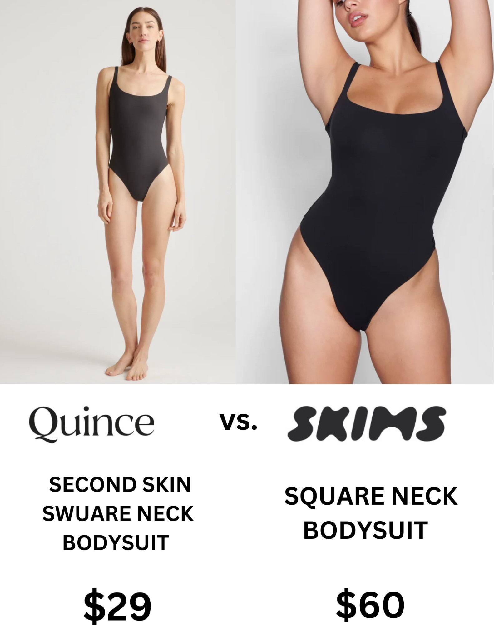 Love wearing my Skims square neck bodysuit but have been on a hunt for a dupe. Just got the quince one in the mail and it’s literally identical and half the price!!! (Fyi these are better than the Amazon dupes) #skims 

#LTKsalealert #LTKstyletip #LTKfindsunder50
