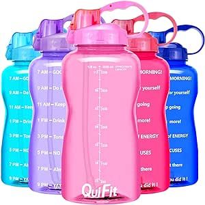 QuiFit Motivational Gallon Water Bottle - with Straw & Time Marker,BPA Free Reusable Large Leakpr... | Amazon (US)
