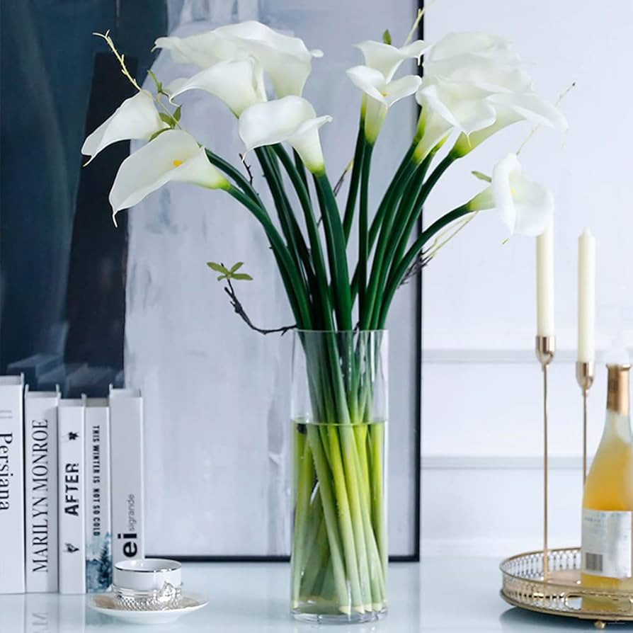 Artificial Flowers Calla Lilly 25.6'' Large Latex Fake Bouquet Soft Real Touch Long Stem Plants 5... | Amazon (US)